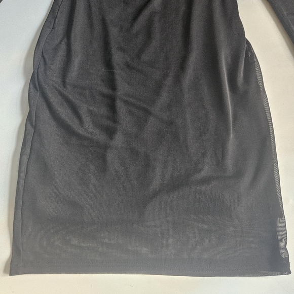 Sheer Black Long Sleeve Dress Mesh Bodycon Black Mini Dress LBD Cocktail Dress - Picture 7 of 13